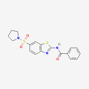 molecular formula C18H17N3O3S2 B3014528 N-(6-pyrrolidin-1-ylsulfonyl-1,3-benzothiazol-2-yl)benzamide CAS No. 708245-27-6