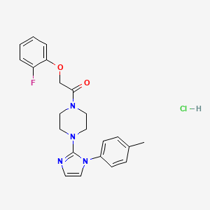 molecular formula C22H24ClFN4O2 B3014530 2-(2-fluorophenoxy)-1-(4-(1-(p-tolyl)-1H-imidazol-2-yl)piperazin-1-yl)ethanone hydrochloride CAS No. 1216694-11-9