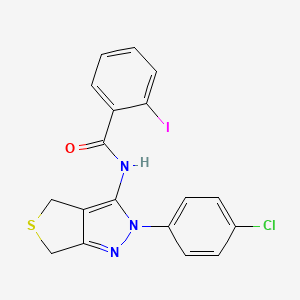 molecular formula C18H13ClIN3OS B3014534 N-(2-(4-氯苯基)-4,6-二氢-2H-噻吩并[3,4-c]吡唑-3-基)-2-碘苯甲酰胺 CAS No. 392254-10-3