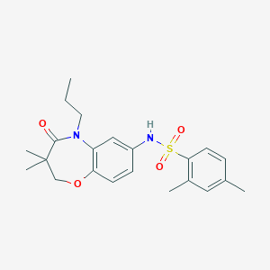 molecular formula C22H28N2O4S B3014542 N-(3,3-dimethyl-4-oxo-5-propyl-2,3,4,5-tetrahydrobenzo[b][1,4]oxazepin-7-yl)-2,4-dimethylbenzenesulfonamide CAS No. 922056-73-3