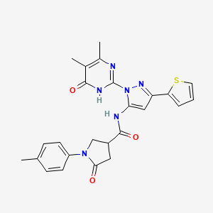 N-(1-(4,5-dimethyl-6-oxo-1,6-dihydropyrimidin-2-yl)-3-(thiophen-2-yl)-1H-pyrazol-5-yl)-5-oxo-1-(p-tolyl)pyrrolidine-3-carboxamide