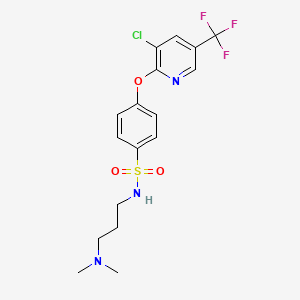 molecular formula C17H19ClF3N3O3S B3014558 4-((3-Chloro-5-(trifluoromethyl)-2-pyridinyl)oxy)-N-(3-(dimethylamino)propyl)benzenesulfonamide CAS No. 338981-12-7