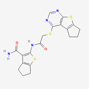 2-(2-((6,7-dihydro-5H-cyclopenta[4,5]thieno[2,3-d]pyrimidin-4-yl)thio)acetamido)-5,6-dihydro-4H-cyclopenta[b]thiophene-3-carboxamide
