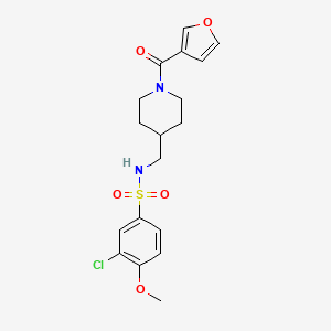 molecular formula C18H21ClN2O5S B3014566 3-chloro-N-((1-(furan-3-carbonyl)piperidin-4-yl)methyl)-4-methoxybenzenesulfonamide CAS No. 1396714-68-3