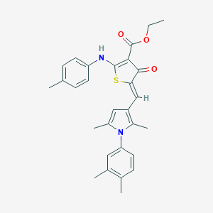 molecular formula C29H30N2O3S B301457 ethyl (5Z)-5-[[1-(3,4-dimethylphenyl)-2,5-dimethylpyrrol-3-yl]methylidene]-2-(4-methylanilino)-4-oxothiophene-3-carboxylate 