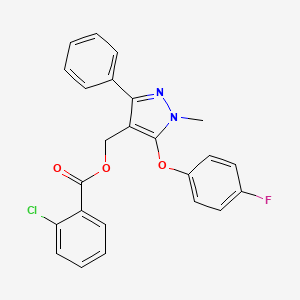 molecular formula C24H18ClFN2O3 B3014590 [5-(4-fluorophenoxy)-1-methyl-3-phenyl-1H-pyrazol-4-yl]methyl 2-chlorobenzenecarboxylate CAS No. 318289-26-8