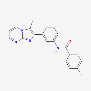 molecular formula C20H15FN4O B3014592 4-氟-N-(3-(3-甲基咪唑并[1,2-a]嘧啶-2-基)苯基)苯甲酰胺 CAS No. 847388-37-8