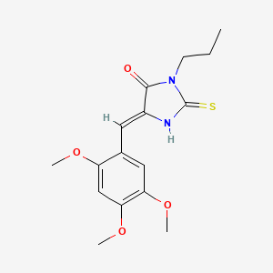 molecular formula C16H20N2O4S B3014593 (5Z)-3-propyl-2-sulfanylidene-5-[(2,4,5-trimethoxyphenyl)methylidene]imidazolidin-4-one CAS No. 592535-13-2