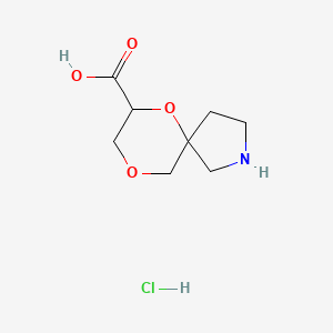 molecular formula C8H14ClNO4 B3014598 6,9-二氧杂-2-氮杂螺[4.5]癸烷-7-羧酸；盐酸盐 CAS No. 2490374-70-2