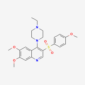 molecular formula C24H29N3O5S B3014607 4-(4-Ethylpiperazin-1-yl)-6,7-dimethoxy-3-(4-methoxybenzenesulfonyl)quinoline CAS No. 887212-99-9