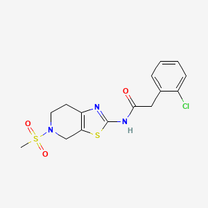 molecular formula C15H16ClN3O3S2 B3014609 2-(2-chlorophenyl)-N-(5-(methylsulfonyl)-4,5,6,7-tetrahydrothiazolo[5,4-c]pyridin-2-yl)acetamide CAS No. 1421450-27-2