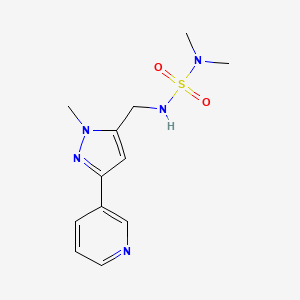 molecular formula C12H17N5O2S B3014614 3-[5-[(二甲基氨磺酰氨基)甲基]-1-甲基吡唑-3-基]吡啶 CAS No. 2034350-60-0