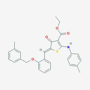 ethyl (5Z)-2-(4-methylanilino)-5-[[2-[(3-methylphenyl)methoxy]phenyl]methylidene]-4-oxothiophene-3-carboxylate
