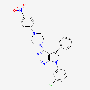 7-(3-chlorophenyl)-4-(4-(4-nitrophenyl)piperazin-1-yl)-5-phenyl-7H-pyrrolo[2,3-d]pyrimidine