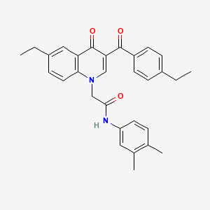 molecular formula C30H30N2O3 B3014635 N-(3,4-dimethylphenyl)-2-(6-ethyl-3-(4-ethylbenzoyl)-4-oxoquinolin-1(4H)-yl)acetamide CAS No. 898344-71-3
