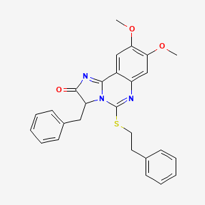 molecular formula C27H25N3O3S B3014643 3-benzyl-8,9-dimethoxy-5-(phenethylsulfanyl)imidazo[1,2-c]quinazolin-2(3H)-one CAS No. 477768-55-1