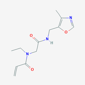 molecular formula C12H17N3O3 B3014649 N-Ethyl-N-[2-[(4-methyl-1,3-oxazol-5-yl)methylamino]-2-oxoethyl]prop-2-enamide CAS No. 2361860-29-7