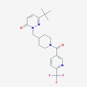 molecular formula C21H25F3N4O2 B3014653 6-Tert-butyl-2-({1-[6-(trifluoromethyl)pyridine-3-carbonyl]piperidin-4-yl}methyl)-2,3-dihydropyridazin-3-one CAS No. 2097891-67-1