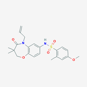 molecular formula C22H26N2O5S B3014665 N-(5-allyl-3,3-dimethyl-4-oxo-2,3,4,5-tetrahydrobenzo[b][1,4]oxazepin-7-yl)-4-methoxy-2-methylbenzenesulfonamide CAS No. 921914-15-0