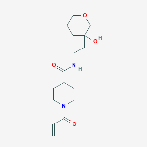 molecular formula C16H26N2O4 B3014667 N-[2-(3-Hydroxyoxan-3-yl)ethyl]-1-prop-2-enoylpiperidine-4-carboxamide CAS No. 2361801-94-5