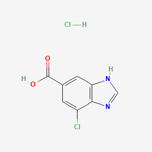 molecular formula C8H6Cl2N2O2 B3014669 7-Chloro-1H-benzo[d]imidazole-5-carboxylic acid hydrochloride CAS No. 1820717-31-4