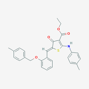 molecular formula C29H27NO4S B301467 ethyl (5Z)-2-(4-methylanilino)-5-[[2-[(4-methylphenyl)methoxy]phenyl]methylidene]-4-oxothiophene-3-carboxylate 