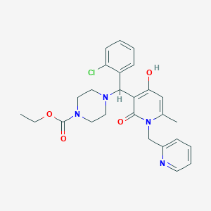 molecular formula C26H29ClN4O4 B3014672 Ethyl 4-((2-chlorophenyl)(4-hydroxy-6-methyl-2-oxo-1-(pyridin-2-ylmethyl)-1,2-dihydropyridin-3-yl)methyl)piperazine-1-carboxylate CAS No. 897611-53-9