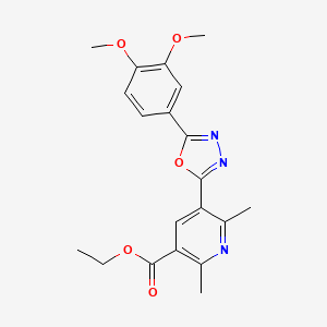 molecular formula C20H21N3O5 B3014675 Ethyl 5-[5-(3,4-dimethoxyphenyl)-1,3,4-oxadiazol-2-yl]-2,6-dimethylpyridine-3-carboxylate CAS No. 622788-62-9