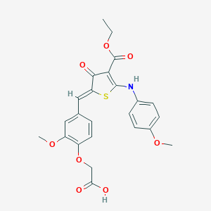 molecular formula C24H23NO8S B301469 2-[4-[(Z)-[4-ethoxycarbonyl-5-(4-methoxyanilino)-3-oxothiophen-2-ylidene]methyl]-2-methoxyphenoxy]acetic acid 