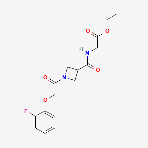 molecular formula C16H19FN2O5 B3014691 Ethyl 2-(1-(2-(2-fluorophenoxy)acetyl)azetidine-3-carboxamido)acetate CAS No. 1448133-67-2
