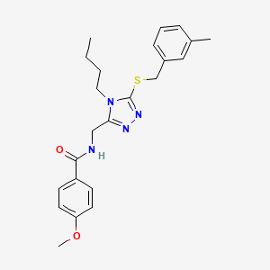 molecular formula C23H28N4O2S B3014699 N-[[4-butyl-5-[(3-methylphenyl)methylsulfanyl]-1,2,4-triazol-3-yl]methyl]-4-methoxybenzamide CAS No. 476449-13-5