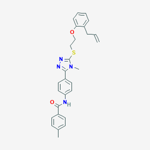 molecular formula C28H28N4O2S B301470 N-[4-(5-{[2-(2-allylphenoxy)ethyl]sulfanyl}-4-methyl-4H-1,2,4-triazol-3-yl)phenyl]-4-methylbenzamide 
