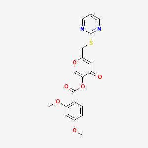 [4-Oxo-6-(pyrimidin-2-ylsulfanylmethyl)pyran-3-yl] 2,4-dimethoxybenzoate