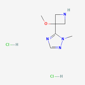 molecular formula C7H14Cl2N4O B3014727 5-(3-甲氧基氮杂环丁-3-基)-1-甲基-1,2,4-三唑；二盐酸盐 CAS No. 2228763-29-7