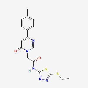molecular formula C17H17N5O2S2 B3014728 N-(5-(ethylthio)-1,3,4-thiadiazol-2-yl)-2-(6-oxo-4-(p-tolyl)pyrimidin-1(6H)-yl)acetamide CAS No. 1226435-39-7