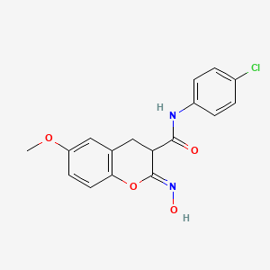 (2Z)-N-(4-chlorophenyl)-2-(hydroxyimino)-6-methoxychromane-3-carboxamide