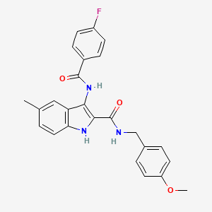 molecular formula C25H22FN3O3 B3014734 3-(4-氟苯甲酰胺)-N-(4-甲氧基苄基)-5-甲基-1H-吲哚-2-甲酰胺 CAS No. 1031994-09-8