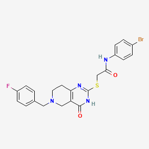 molecular formula C22H20BrFN4O2S B3014740 N-(4-bromophenyl)-2-({6-[(4-fluorophenyl)methyl]-4-oxo-3H,4H,5H,6H,7H,8H-pyrido[4,3-d]pyrimidin-2-yl}sulfanyl)acetamide CAS No. 1110989-16-6