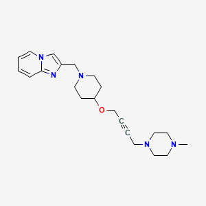 molecular formula C22H31N5O B3014748 2-[[4-[4-(4-Methylpiperazin-1-yl)but-2-ynoxy]piperidin-1-yl]methyl]imidazo[1,2-a]pyridine CAS No. 2415601-79-3