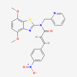 molecular formula C24H20N4O5S B3014750 (E)-N-(4,7-dimethoxybenzo[d]thiazol-2-yl)-3-(4-nitrophenyl)-N-(pyridin-2-ylmethyl)acrylamide CAS No. 899736-10-8