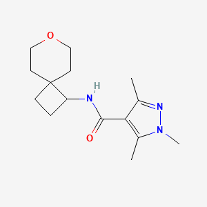molecular formula C15H23N3O2 B3014754 1,3,5-trimethyl-N-(7-oxaspiro[3.5]nonan-1-yl)-1H-pyrazole-4-carboxamide CAS No. 2309705-98-2