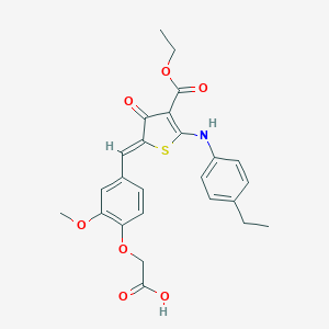 molecular formula C25H25NO7S B301476 2-[4-[(Z)-[4-ethoxycarbonyl-5-(4-ethylanilino)-3-oxothiophen-2-ylidene]methyl]-2-methoxyphenoxy]acetic acid 