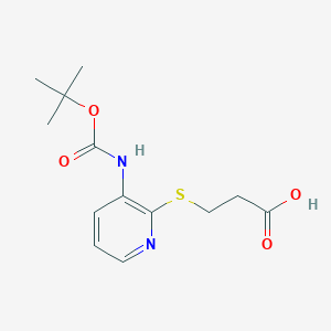 molecular formula C13H18N2O4S B3014760 3-[3-[(2-Methylpropan-2-yl)oxycarbonylamino]pyridin-2-yl]sulfanylpropanoic acid CAS No. 2287330-72-5