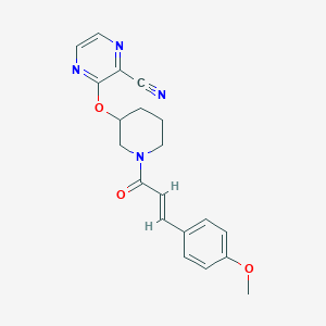 molecular formula C20H20N4O3 B3014761 (E)-3-((1-(3-(4-methoxyphenyl)acryloyl)piperidin-3-yl)oxy)pyrazine-2-carbonitrile CAS No. 2035004-70-5