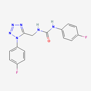 molecular formula C15H12F2N6O B3014763 1-(4-fluorophenyl)-3-((1-(4-fluorophenyl)-1H-tetrazol-5-yl)methyl)urea CAS No. 941923-20-2
