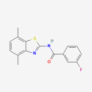 molecular formula C16H13FN2OS B3014765 N-(4,7-dimethyl-1,3-benzothiazol-2-yl)-3-fluorobenzamide CAS No. 900867-56-3