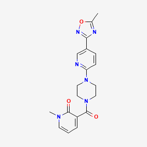 molecular formula C19H20N6O3 B3014775 1-methyl-3-(4-(5-(5-methyl-1,2,4-oxadiazol-3-yl)pyridin-2-yl)piperazine-1-carbonyl)pyridin-2(1H)-one CAS No. 1234925-64-4