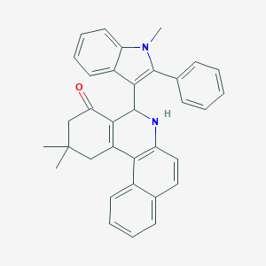 molecular formula C34H30N2O B301478 2,2-dimethyl-5-(1-methyl-2-phenyl-1H-indol-3-yl)-2,3,5,6-tetrahydrobenzo[a]phenanthridin-4(1H)-one 