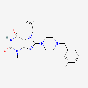 molecular formula C22H28N6O2 B3014781 3-Methyl-8-[4-[(3-methylphenyl)methyl]piperazin-1-yl]-7-(2-methylprop-2-enyl)purine-2,6-dione CAS No. 878430-48-9