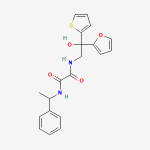 B3014793 N1-(2-(furan-2-yl)-2-hydroxy-2-(thiophen-2-yl)ethyl)-N2-(1-phenylethyl)oxalamide CAS No. 1904357-74-9